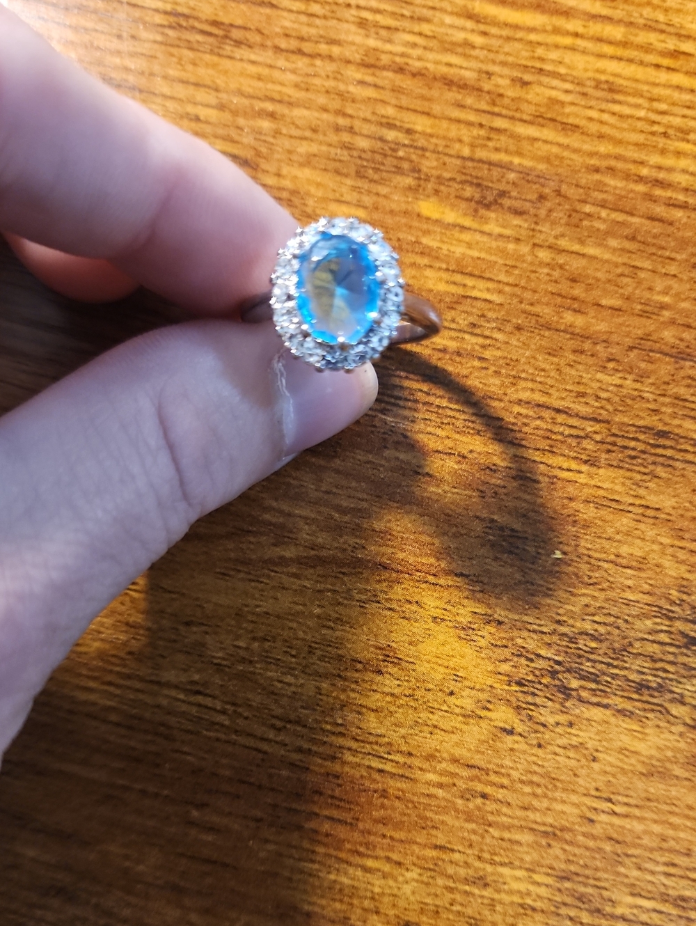 1pc Fashionable Promise Ring With Aquamarine Gemstone And Rhinestones Cubic